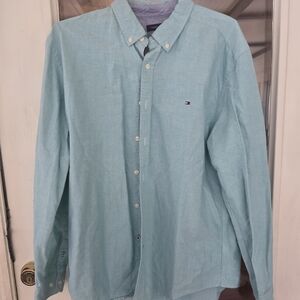 Tommy Hilfiger Men's Light Blue Shirt Xl Extra Large Button Down Dress Shirt